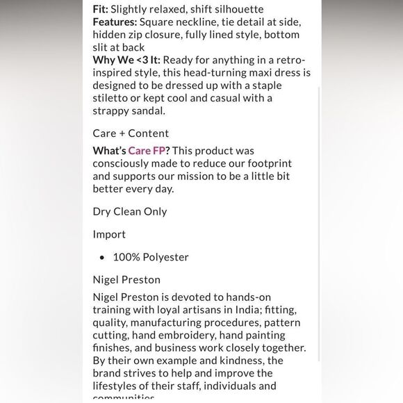 Free People BRENDA KNIGHT Nigel Preston Sue Ellen Gown/ size M - Picture 9 of 13